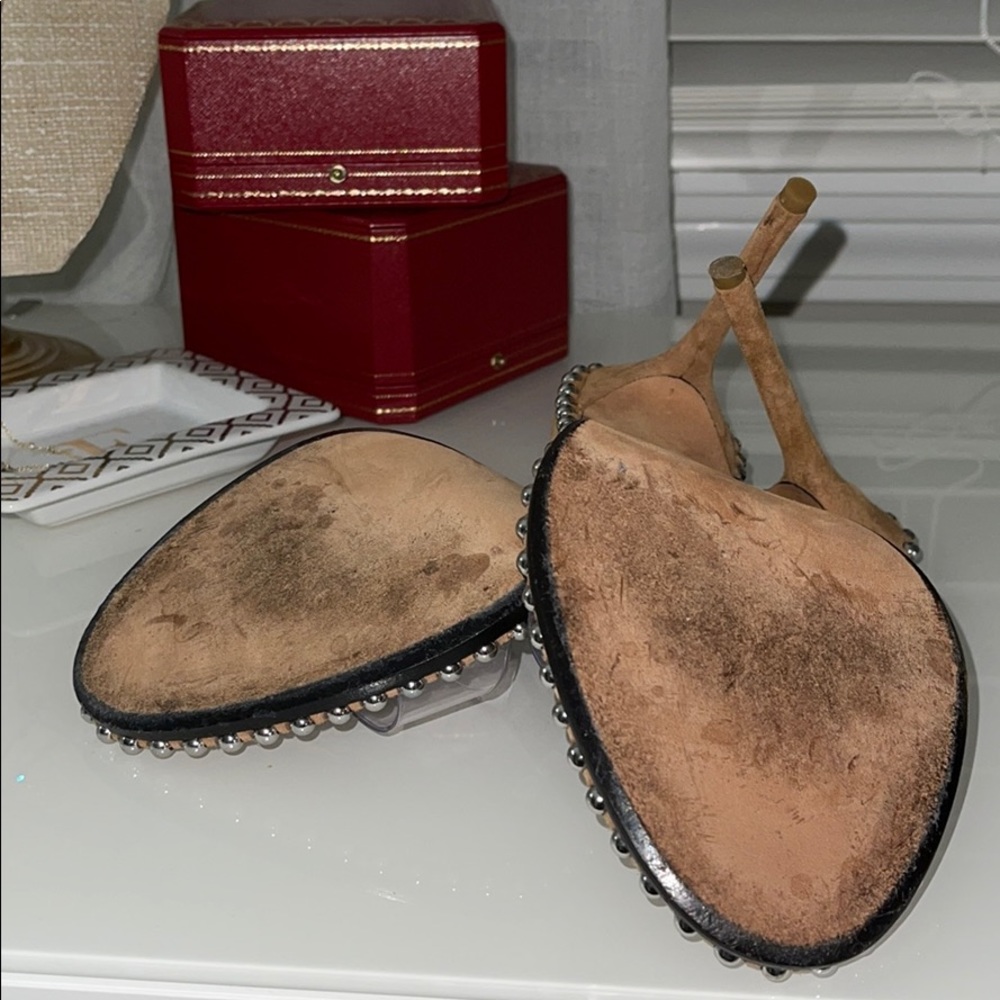 Alexander Wang Clear PVC and Tan Suede Studded Slingback Sandals - Picture 4 of 5